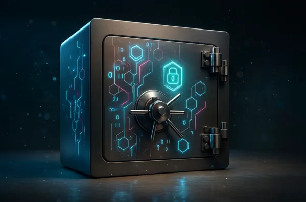 Illustration of a secure crypto wallet with guardians protecting access