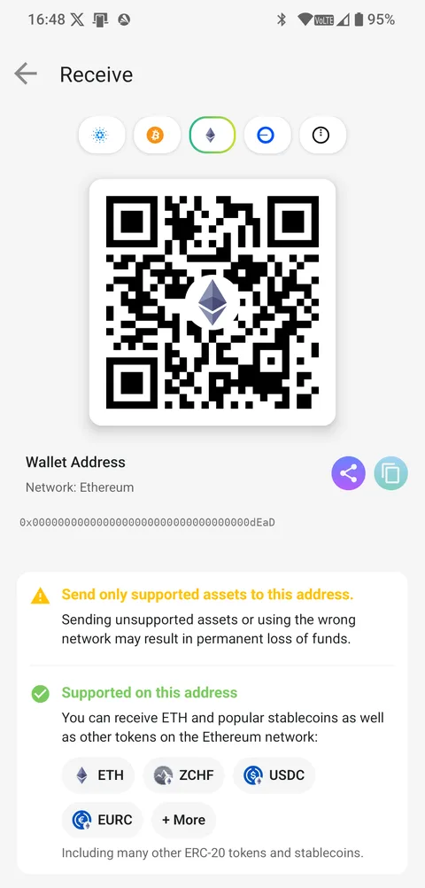 Wähle aus, wie du Geld in der urble Wallet empfangen möchtest.