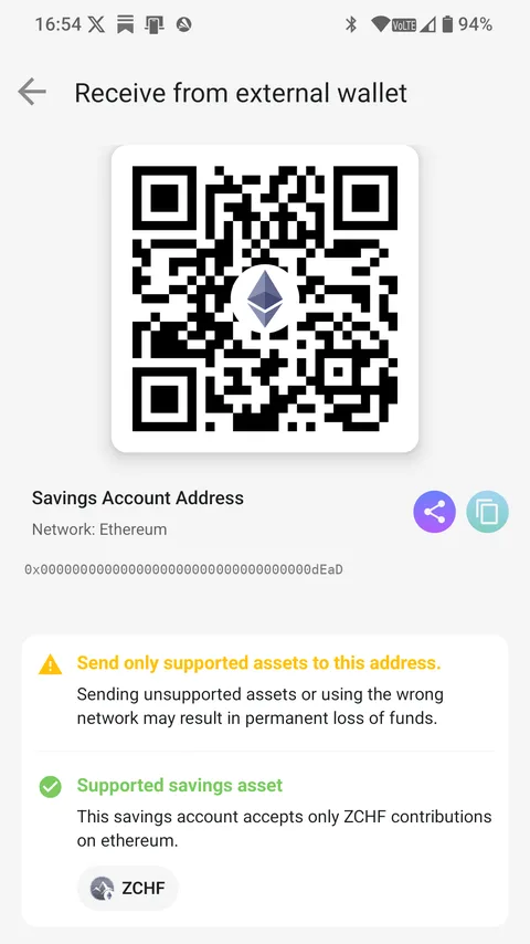Zahle aus einer externen Krypto-Wallet ein.